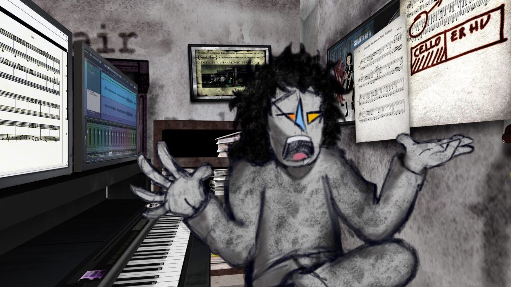 Human with puppets Foo and Satchmo in Walter Santucci’s adult animated feature I’d Rather Be Turned Into Cat Food.