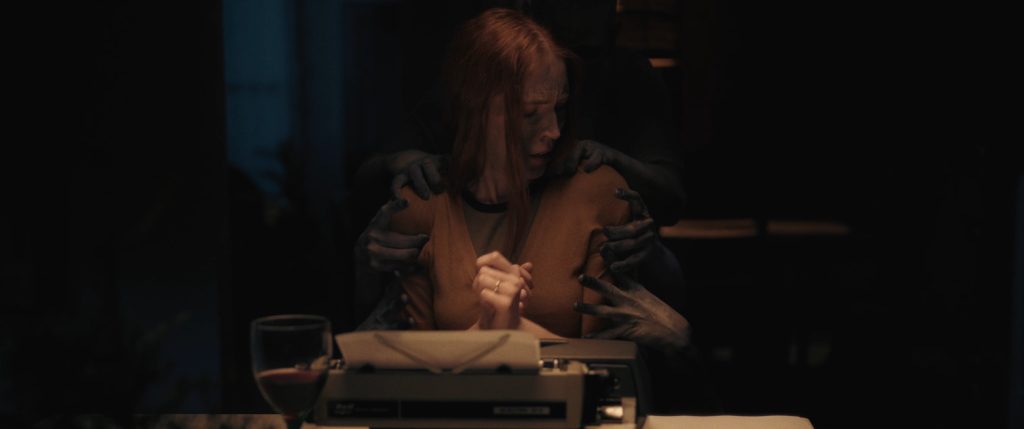 Hillary Takacs as Annie facing a supernatural threat in Joseph Garman’s horror short Tell Me A Story.
