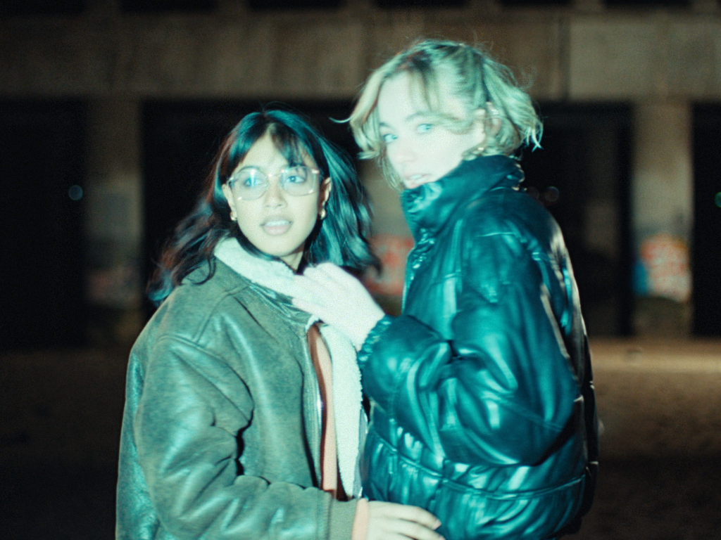 Joyitha Mandal as Maya and Joelle Schwedland as Eliza in Hannah Whisenant’s LGBTQ+ coming-of-age short film High Voltage.