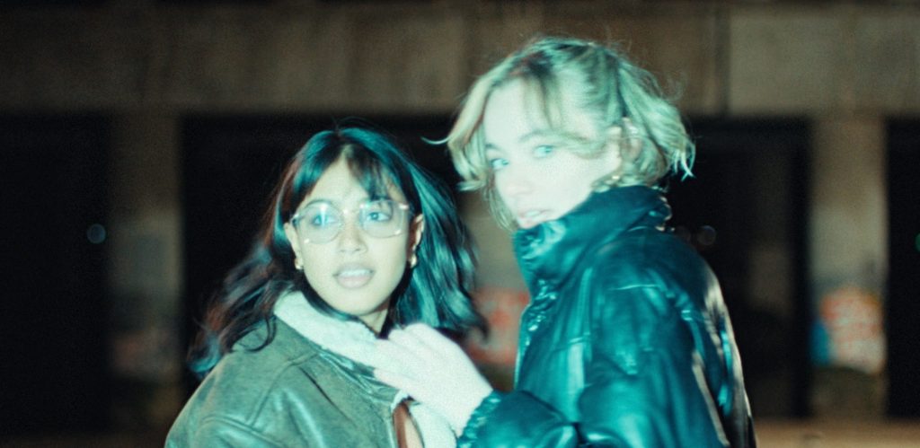 Joyitha Mandal as Maya and Joelle Schwedland as Eliza in Hannah Whisenant’s LGBTQ+ coming-of-age short film High Voltage.